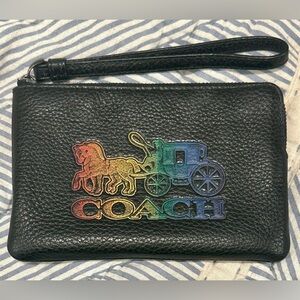 Coach Black Wristlet with Multicolor Logo